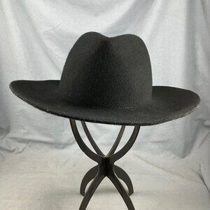 H & M Black Western Cowgirl Cowboy Hat Felted Wool